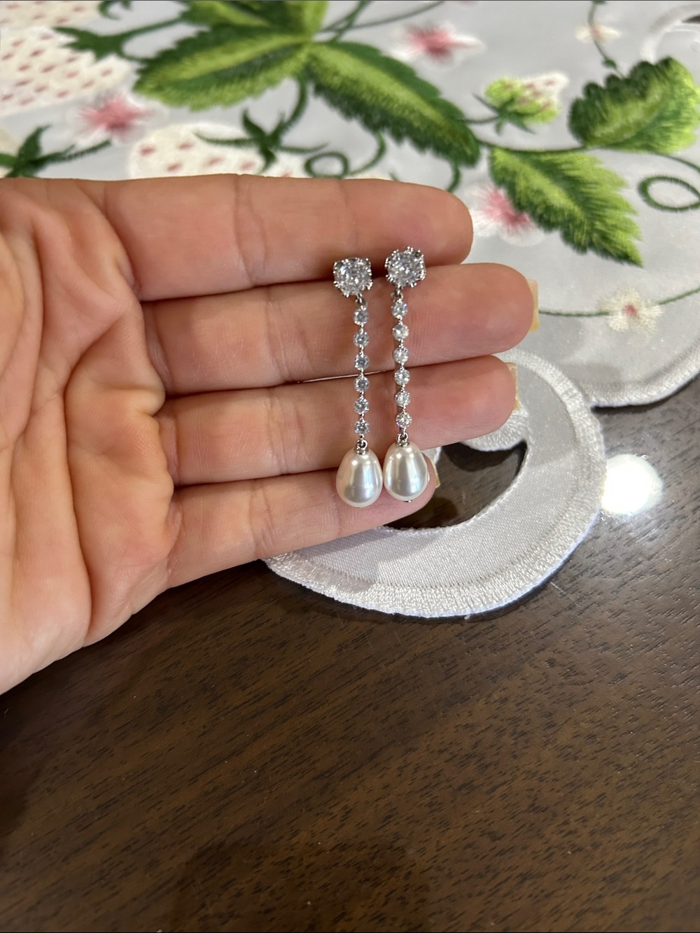 Eliot Danori Drop Elegant Pearl Drop Dangle Earrings - Silver and White